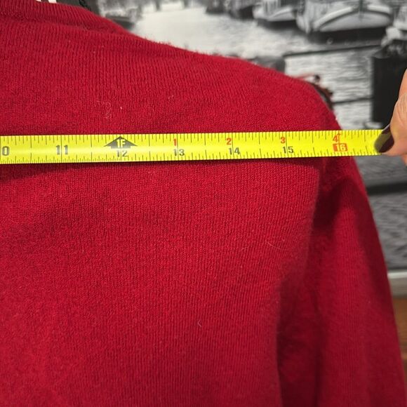 Express Women Sweater Red 100% Extra Fine Merino Wool Modern Fit Large Crewneck - Picture 3 of 7